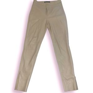 White Leather Pants with open cut in the legs